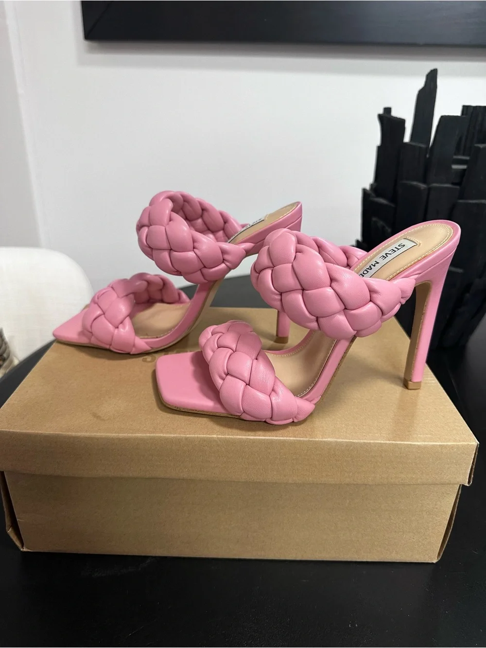 Steve Madden Braided Double-Strap Stiletto Heels - Pink